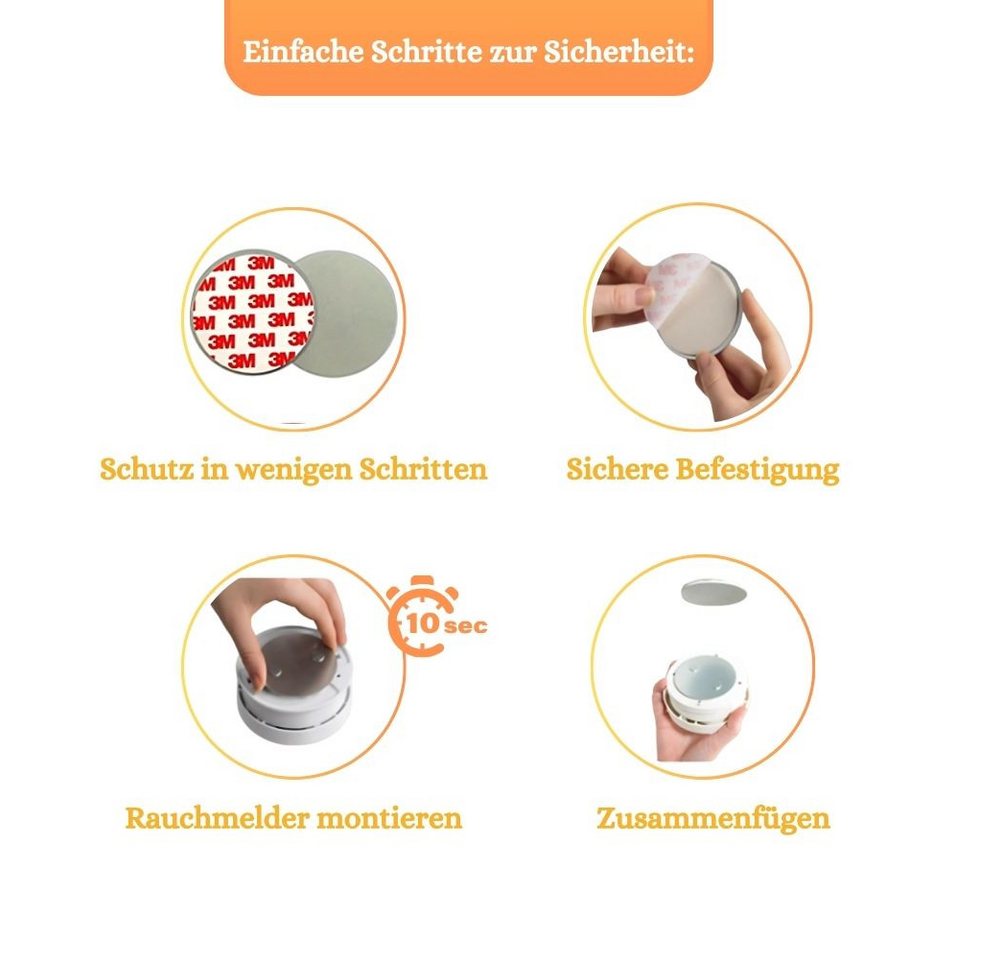 Defactoshop Magnethalter Magnetbefestigung Magnethalterung Magnetpad für Rauchmelder (10-St), Zur Befestigung Ihres Rauchmelders ohne Bohren oder Schrauben – Bild 2 von 5
