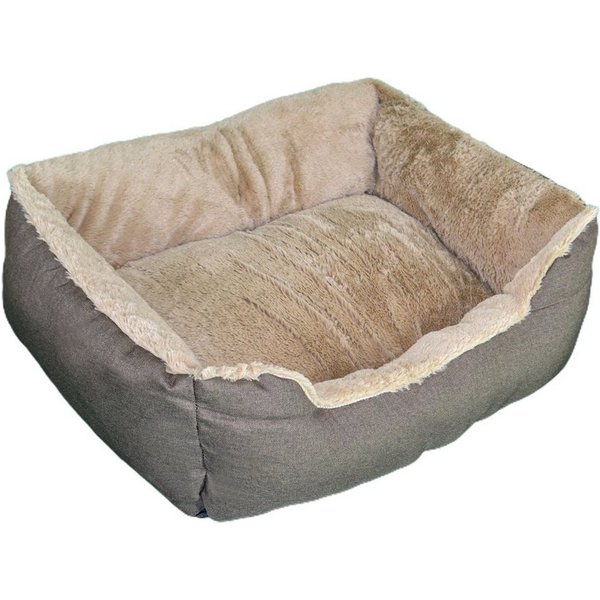 Defactoshop Tierbett Hundebett, Kissen in Leinenoptik, Hundekorb, erhöhte Ränder, verschiedene Größen