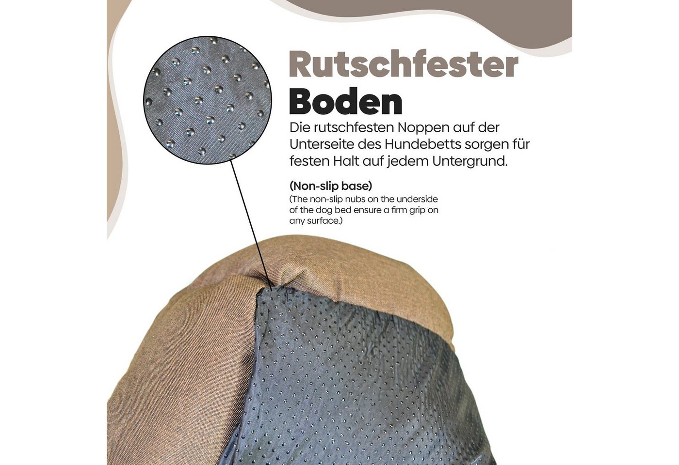 Defactoshop Tierbett Hundebett, Kissen in Leinenoptik, Hundekorb, erhöhte Ränder, verschiedene Größen – Bild 5 von 5