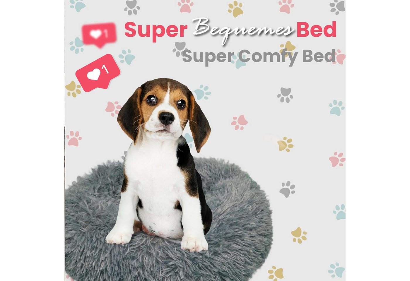 Defactoshop Tierbett Hundebett, Hundekissen in Leinenoptik, Hundekorb, rutschfeste DIA – Bild 5 von 5