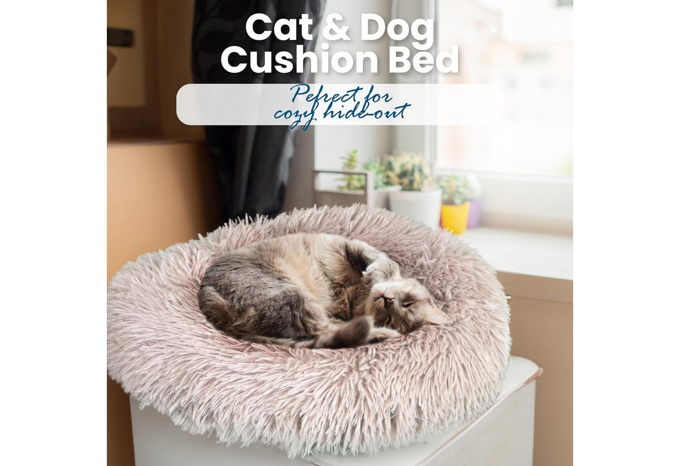 Defactoshop Tierbett Hundebett, Hundekissen in Leinenoptik, Hundekorb, rutschfeste DIA – Bild 2 von 5