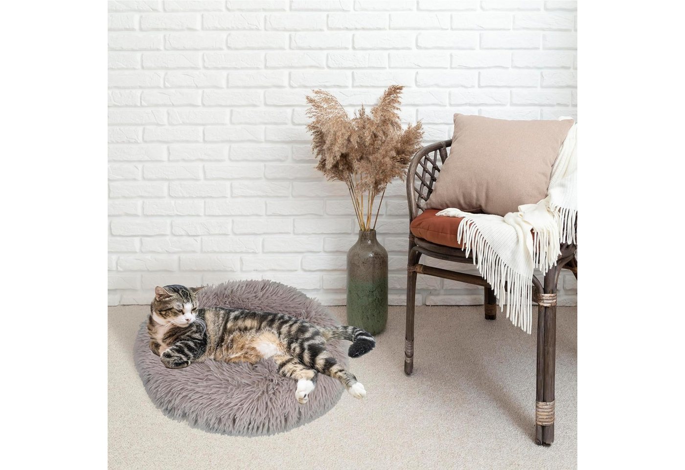 Defactoshop Tierbett Hundebett, Hundekissen in Leinenoptik, Hundekorb, rutschfeste DIA – Bild 3 von 5