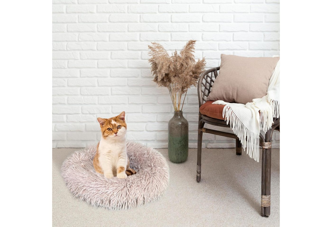 Defactoshop Tierbett Hundebett, Hundekissen in Leinenoptik, Hundekorb, rutschfeste DIA – Bild 5 von 5