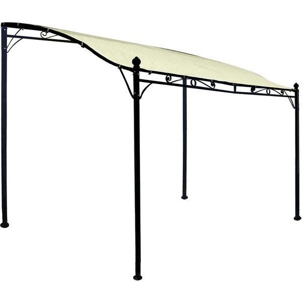 DEGAMO Anbaupavillon MANTOVA, 3 x 2,5 Meter, Gestell schwarz, Plane wasserdicht ecrufarben
