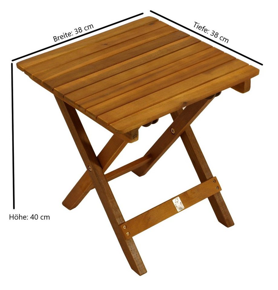 DEGAMO Beistelltisch MARA (1-St), quadratisch 38x38cm, Akazie geölt, klappbar – Bild 3 von 4