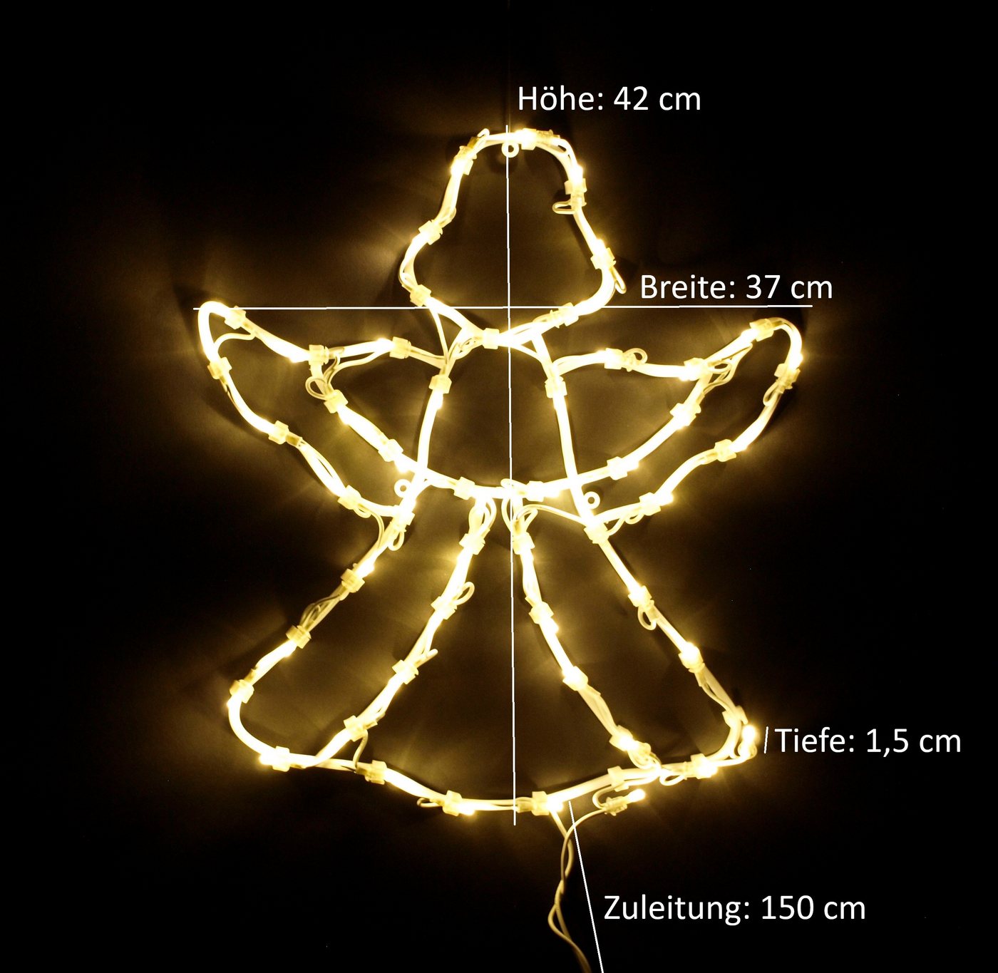 DEGAMO Beleuchtetes Fensterbild ENGEL, 42x37, 50 LED weiss, Netzbetrieb 230V – Bild 4 von 5