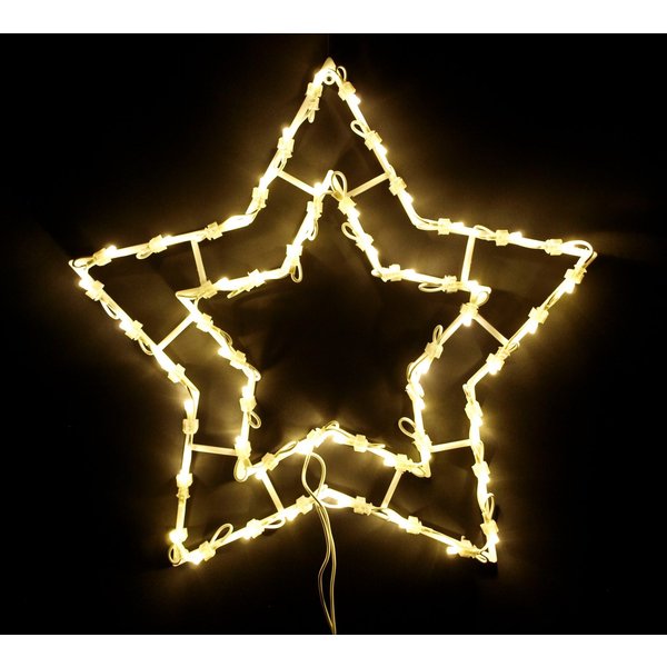 DEGAMO Beleuchtetes Fensterbild STERN, 41x41cm, 50 LED weiss, Netzbetrieb 230V
