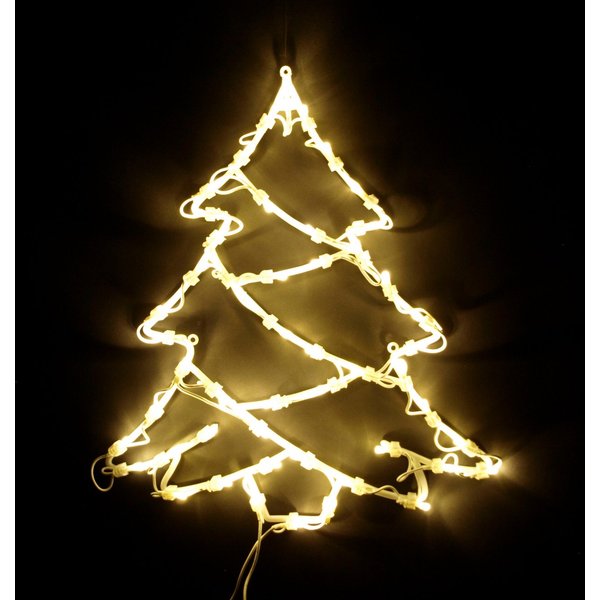 DEGAMO Beleuchtetes Fensterbild TANNENBAUM, 42x37cm, 50 LED weiss, Netzbetrieb 230V
