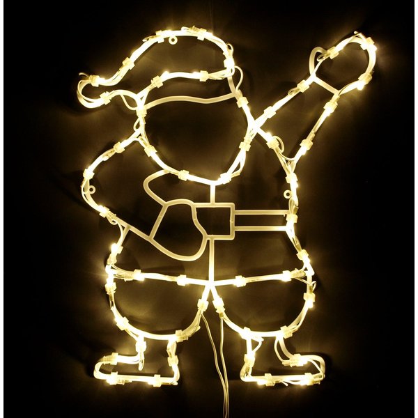 DEGAMO Beleuchtetes Fensterbild WEIHNACHTSMANN, 42x37cm, 50 LED weiss, Netzbetrieb 230V