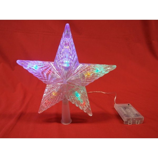 DEGAMO Christbaumspitze Stern 24cm Multicolor (1-tlg), 24cm, 10 LED mehrfarbig, Batteriebetrieb