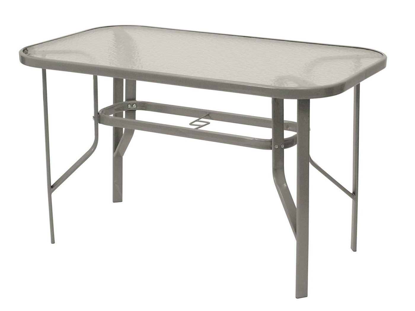 DEGAMO Garten-Essgruppe RAVENNA, (5-tlg), 4x Klappsessel Alu + Textilgewebe, 1x Glastisch grau – Bild 5 von 5