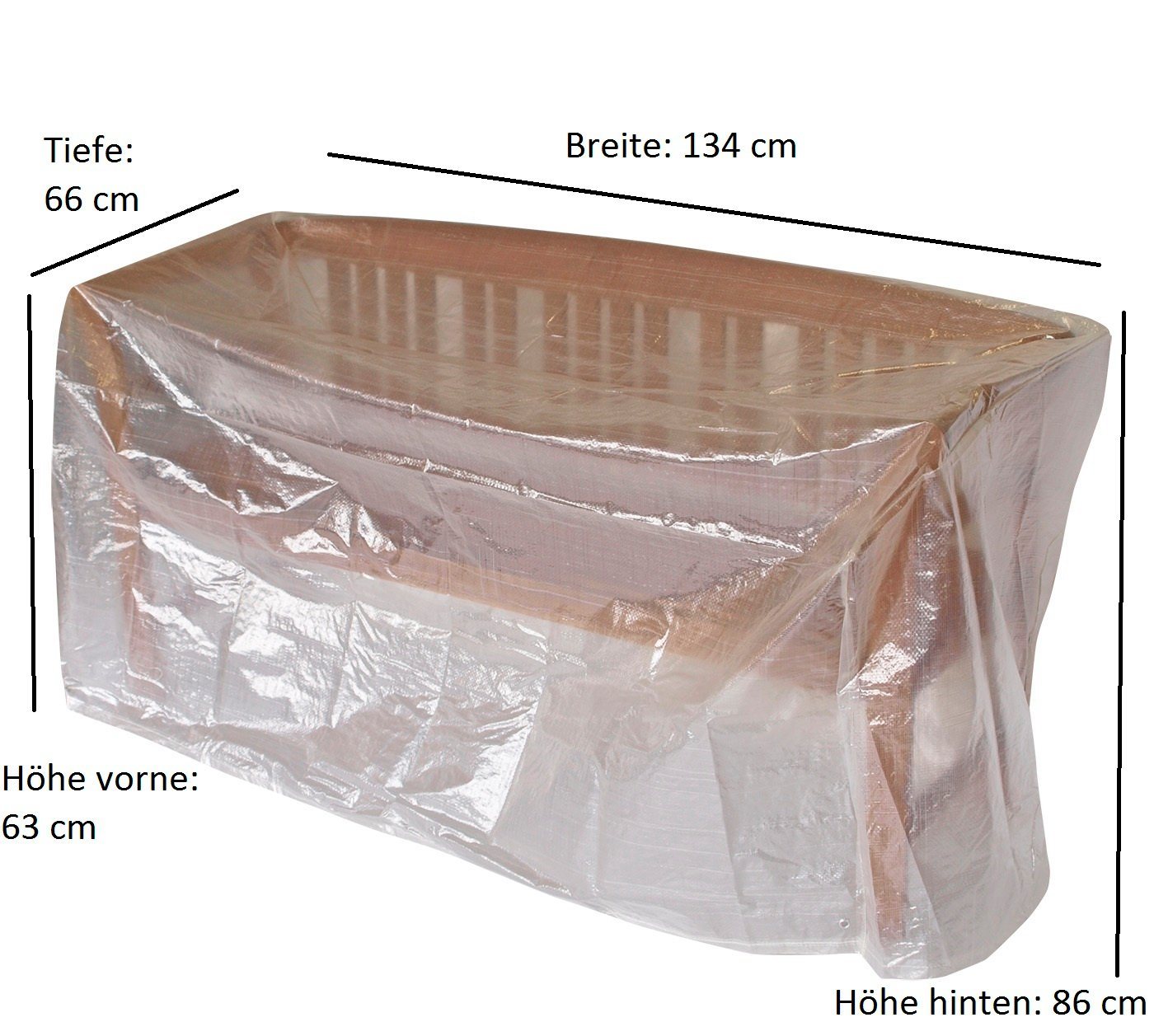 DEGAMO Gartenmöbel-Schutzhülle (1-St), für Gartenbank 2-sitzer 134cm, PE transparent, reißfest und formstabil – Bild 3 von 3