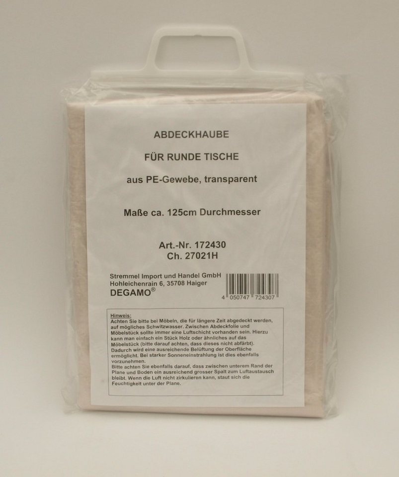 DEGAMO Gartenmöbel-Schutzhülle (1-St), für Gartentisch 125x70cm rund, PE transparent, reißfest und formstabil – Bild 2 von 3