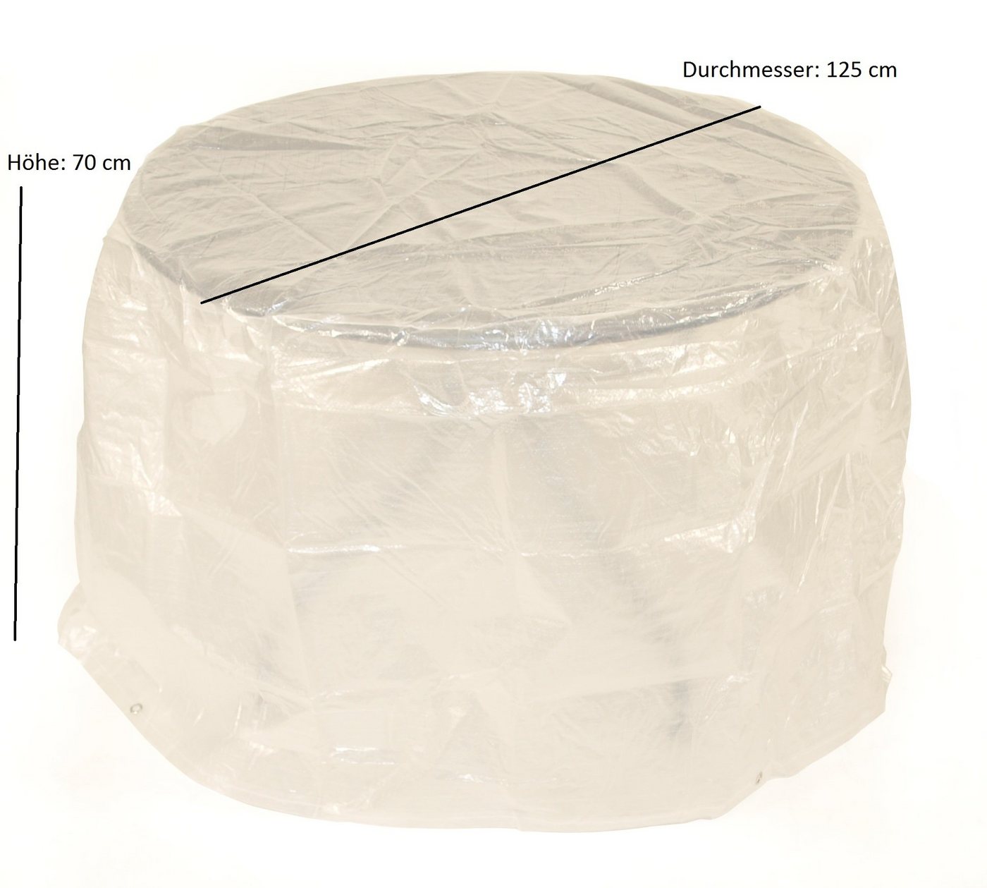 DEGAMO Gartenmöbel-Schutzhülle (1-St), für Gartentisch 125x70cm rund, PE transparent, reißfest und formstabil – Bild 3 von 3