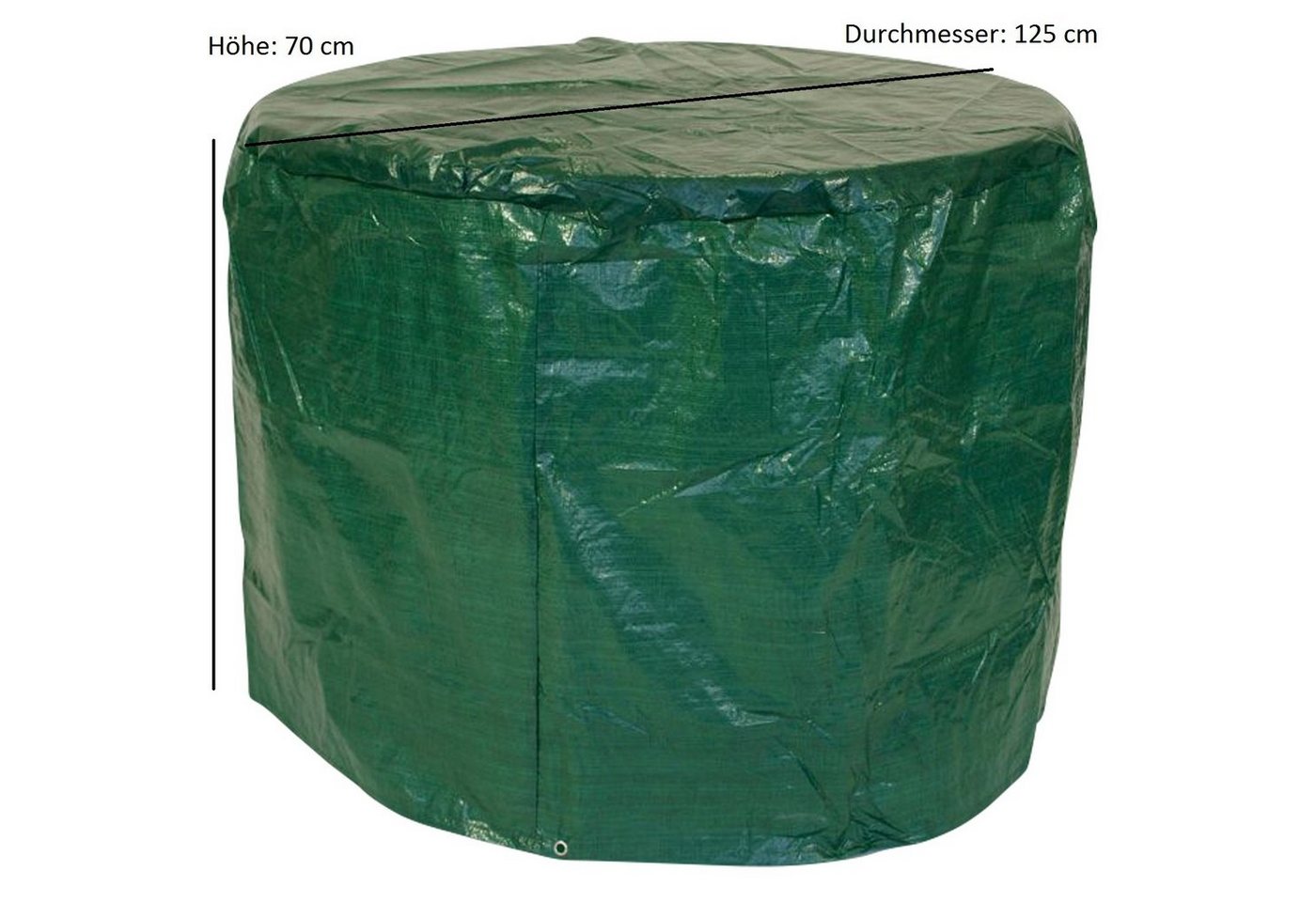 DEGAMO Gartenmöbel-Schutzhülle (1-St), für Gartentisch 125x70cm rund, PE dunkelgrün, reißfest und formstabil – Bild 3 von 3