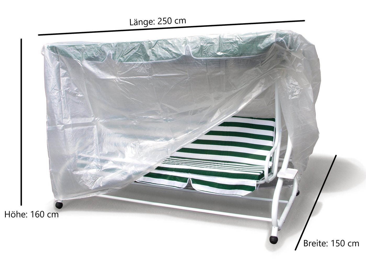 DEGAMO Gartenmöbel-Schutzhülle (1-St), für Hollywoodschaukel 250cm, PE transparent, reißfest und formstabil – Bild 3 von 3
