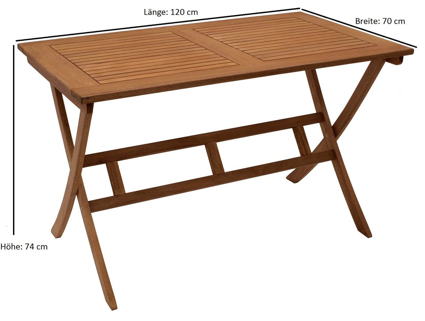 DEGAMO Gartentisch BONITA (1-St), rechteckig 70x120cm, Eukalyptus geölt, klappbar – Bild 5 von 5