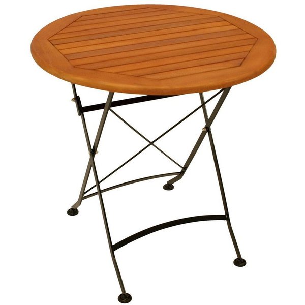 DEGAMO Gartentisch HOFGARTEN (1-St), 75cm rund, Stahl schwarz + Eukalyptus, klappbar