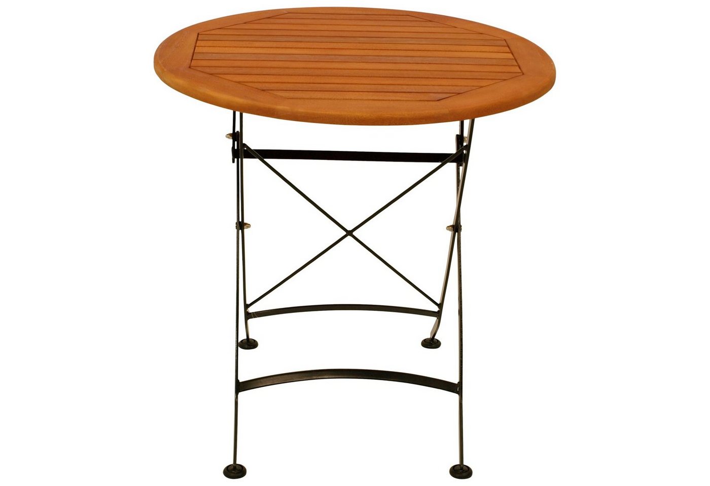 DEGAMO Gartentisch HOFGARTEN (1-St), 75cm rund, Stahl schwarz + Eukalyptus, klappbar – Bild 2 von 5