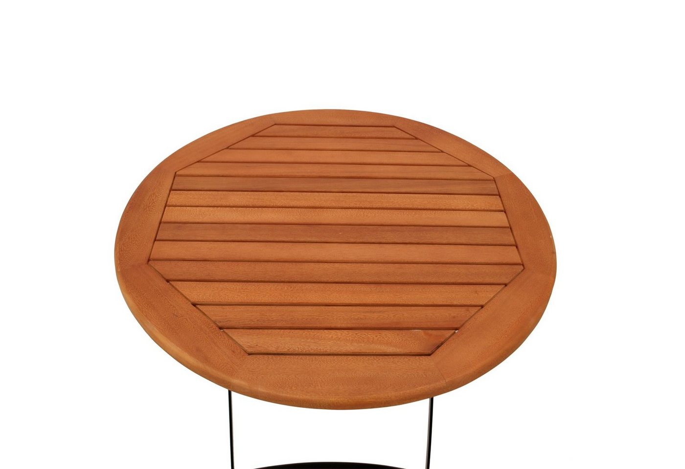DEGAMO Gartentisch HOFGARTEN (1-St), 75cm rund, Stahl schwarz + Eukalyptus, klappbar – Bild 4 von 5