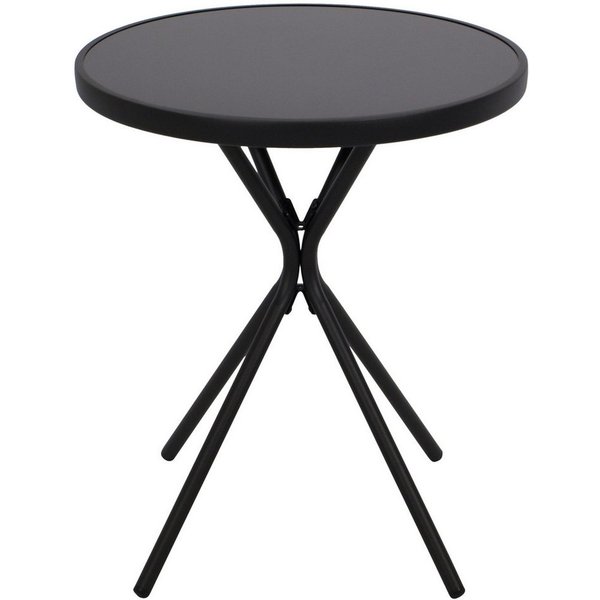 DEGAMO Gartentisch MILANO, 60cm rund, Metall anthrazit, Glasplatte schwarz