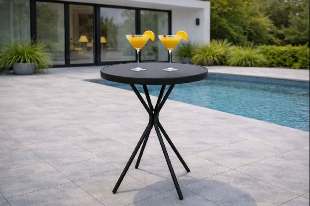 DEGAMO Gartentisch MILANO, 60cm rund, Metall anthrazit, Glasplatte schwarz – Bild 2 von 5
