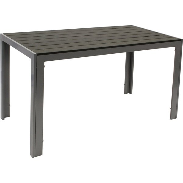DEGAMO Gartentisch SORANO (1-St), rechteckig 70x125cm, Aluminium silbergrau + Kunstholz grau