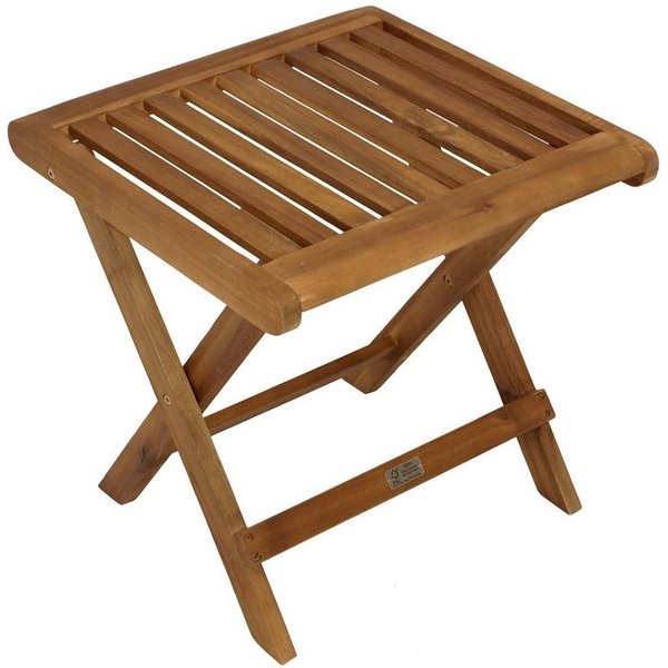 DEGAMO Hocker (1 St), 45x45cm, Höhe 45,5cm, Holz Akazie geölt, klappbar, Innen und Außen