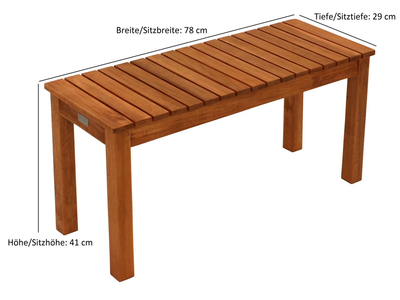DEGAMO Hockerbank MERIDA (1 St), 2-sitzer 78cm, Eukalytpus Holz geölt – Bild 4 von 4