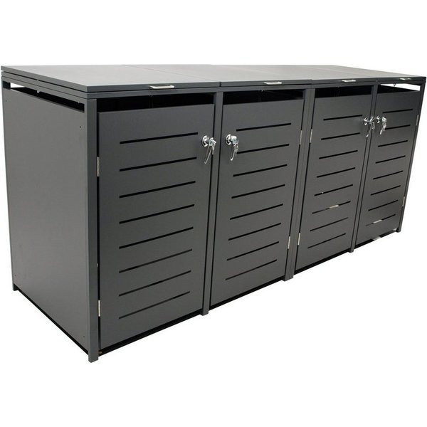 DEGAMO Mülltonnenbox KÖLN (1 St), Stahl grau, für 4 Tonnen 120 oder 240 Liter