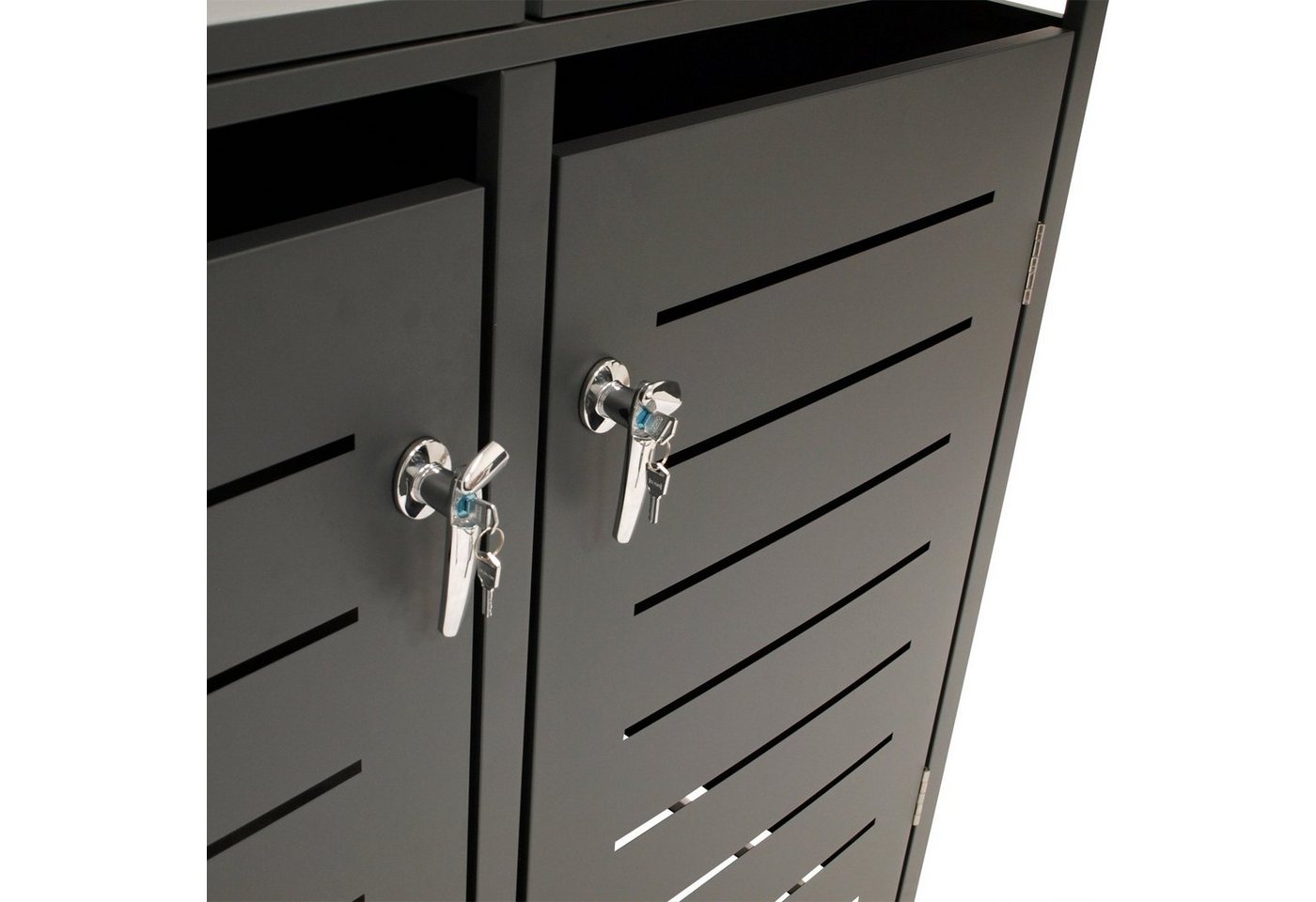 DEGAMO Mülltonnenbox KÖLN (1 St), Stahl grau, für 2 Tonnen 120 oder 240 Liter – Bild 4 von 5