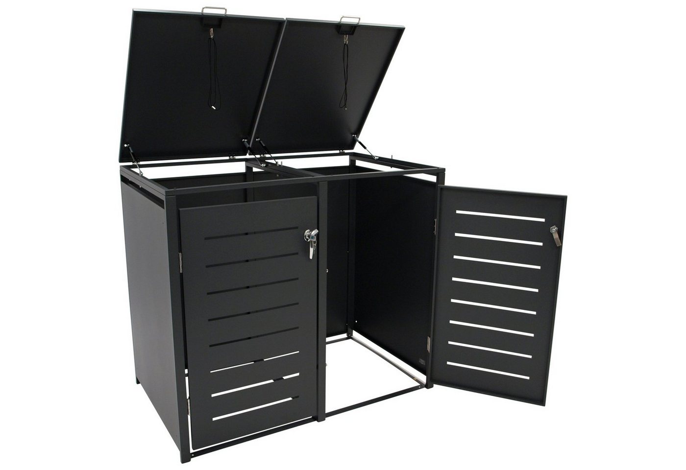 DEGAMO Mülltonnenbox KÖLN (1 St), Stahl grau, für 2 Tonnen 120 oder 240 Liter – Bild 5 von 5