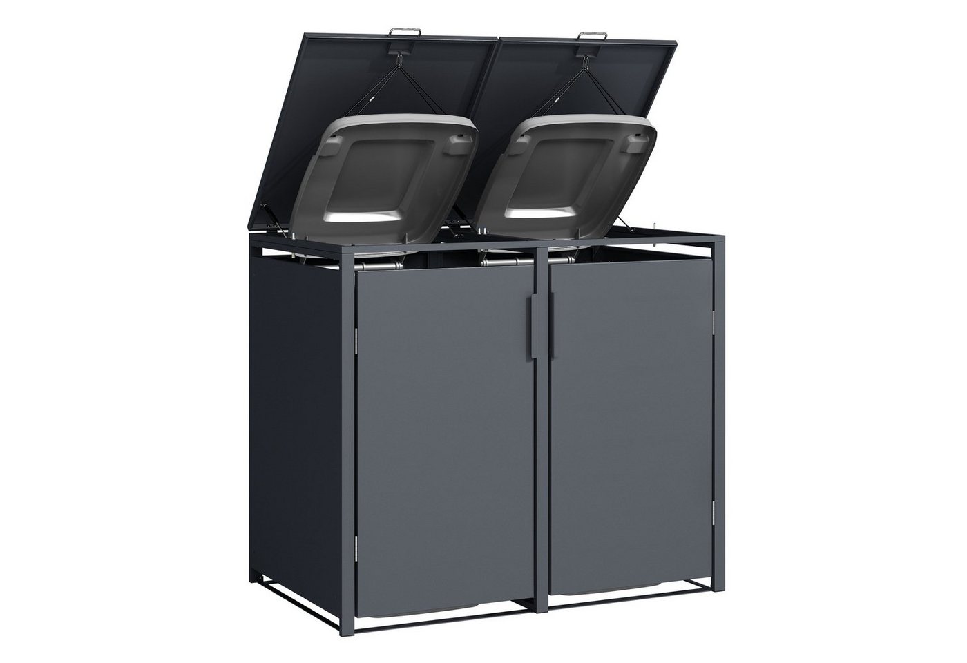 DEGAMO Mülltonnenbox MÜNCHEN, Stahl grau, für 4 Tonnen 120 oder 240 Liter – Bild 5 von 5