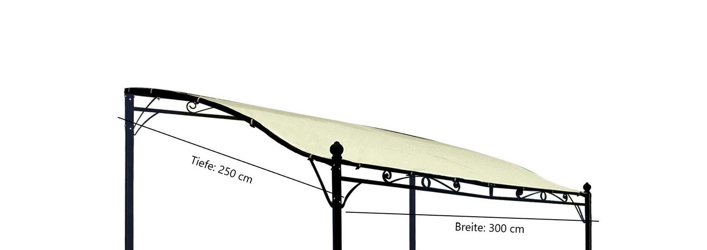 DEGAMO Pavillon-Ersatzdach MANTOVA, 300x250cm, für Anbaupavillon, Polyester PVC-beschichtet ecru – Bild 3 von 3