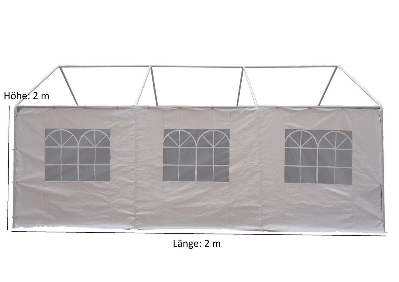 DEGAMO Pavillonseitenteil PALMA, 1x Seitenteil, 600cm, PE weiss, mit Fenstern – Bild 2 von 3