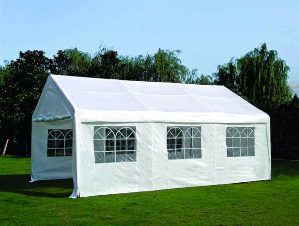 DEGAMO Pavillonseitenteil PALMA, 1x Seitenteil, 600cm, PE weiss, mit Fenstern – Bild 3 von 3