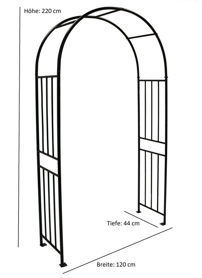 DEGAMO Rosenbogen VERSAILLES, 1 St., Höhe 220, Breite 120cm, Metall schwarz beschichtet, Hammerschlagoptik – Bild 5 von 5