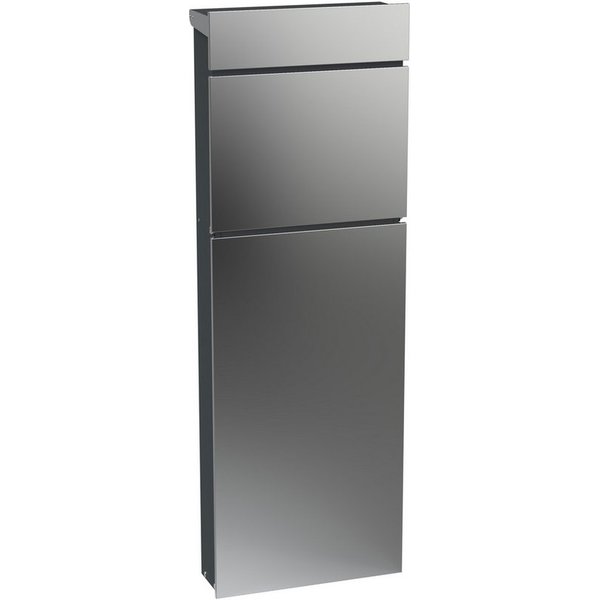 DEGAMO Standbriefkasten DRESDEN, 115cm, Edelstahl gebürstet, moderne Optik