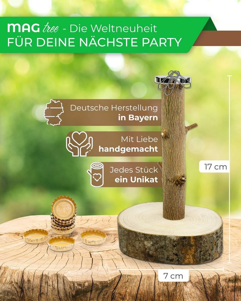Deggelbam Magnethalter Das Original! Deckelbaum Kronkorkenhalter Magnetbaum (Geburtstagsgeschenk Männergeschenk, Weihnachtsgeschenk Vatertagsgeschenk), Handgema – Bild 3 von 5