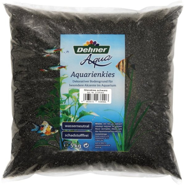 Dehner Aquarienkies Aqua Glanzkies, Körnung 2-3 mm, 5 kg, schwarz