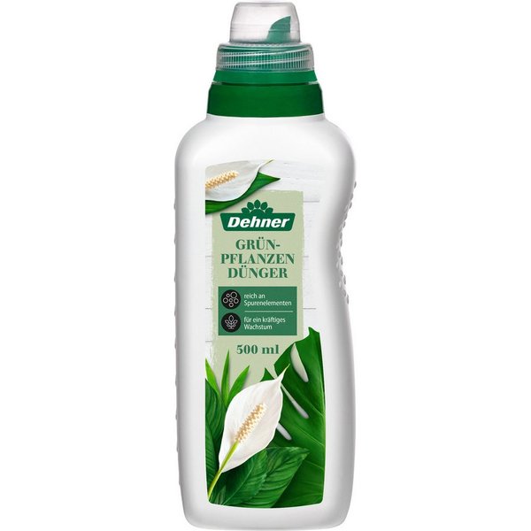 Dehner Blumendünger Grünpflanzendünger, hochwertiger NPK-Dünger, 500 ml, für ca. 100 l, 100 l Gießwasser, Flüssigdünger, organisch, mit Spurennährstoffen