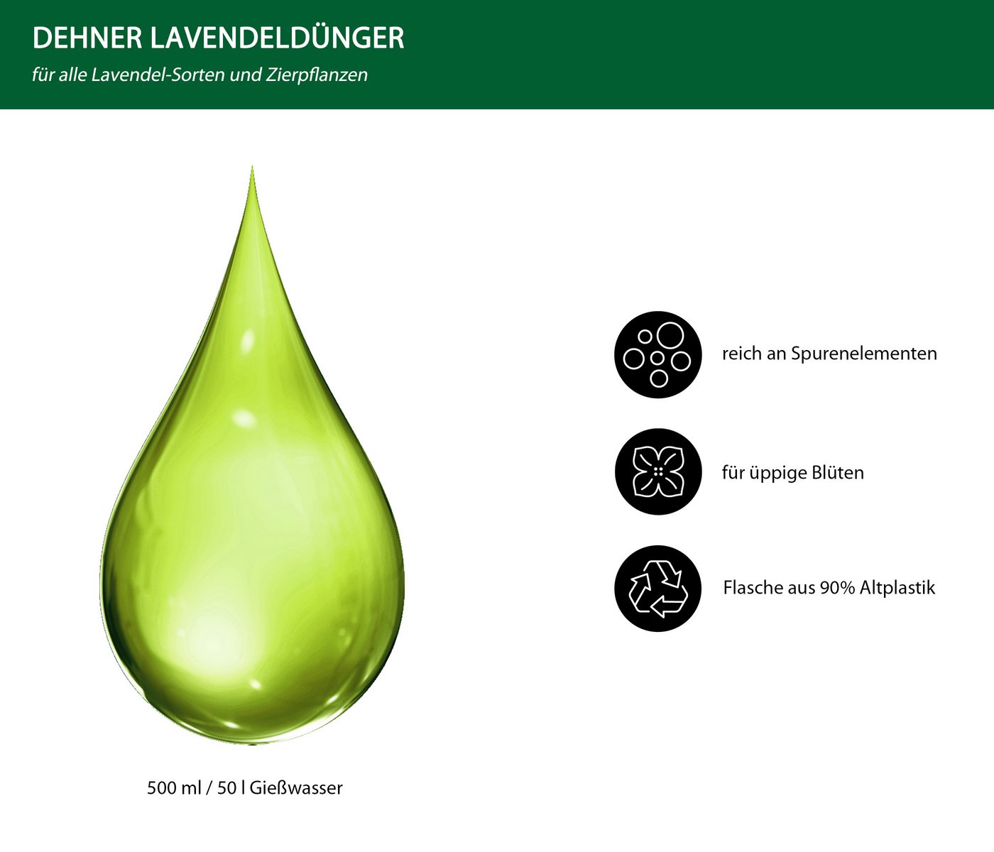 Dehner Blumendünger Lavendeldünger, hochwertiger NPK-Dünger, 500 ml, ca. 50 l, 50 l Gießwasser, Flüssigdünger, organisch mit Spurennährstoffen – Bild 3 von 3
