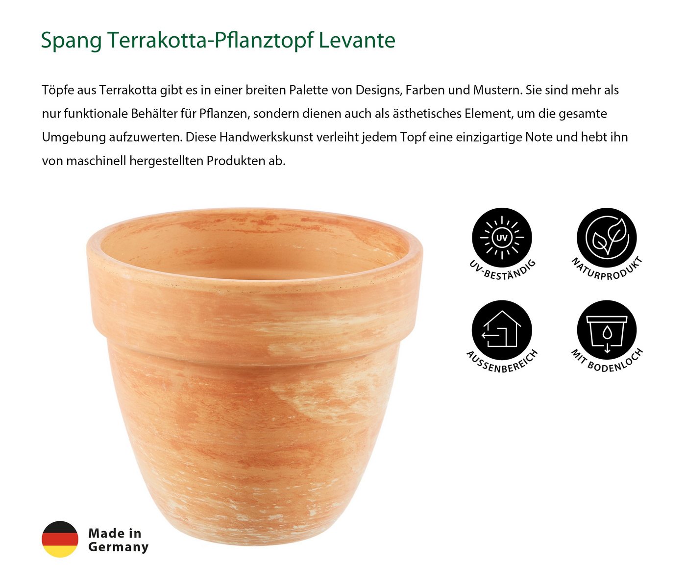 Dehner Blumentopf Levante, Terrakotta, marmoriert, orange – Bild 3 von 5