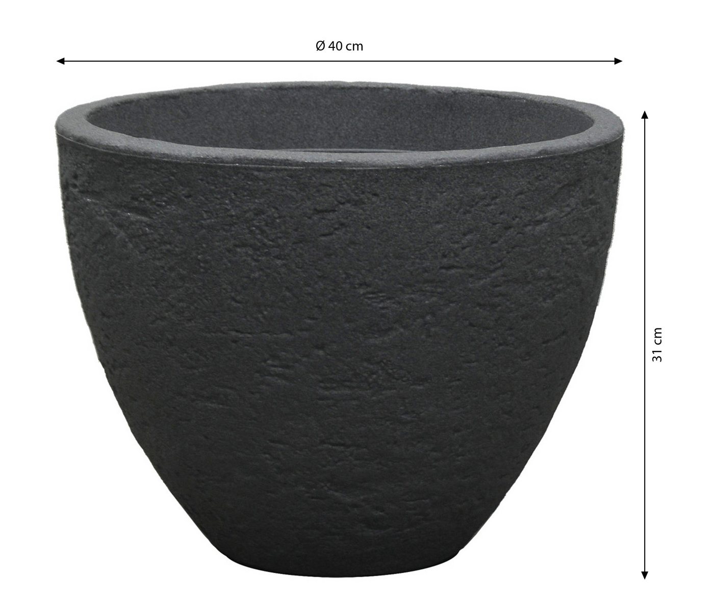 Dehner Blumentopf Pflanztopf Stone, Ø 40/50 cm, Höhe ca. 31/39 cm, robust und leicht, Blumentopf für drinnen und draußen – Bild 3 von 5