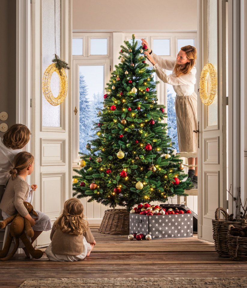 Dehner Christbaumständer Abdeckung für Christbaumständer, Ø 60 x Höhe 26 cm, Rattan, praktische Hülle für Weihnachtsbaumständer – Bild 3 von 4