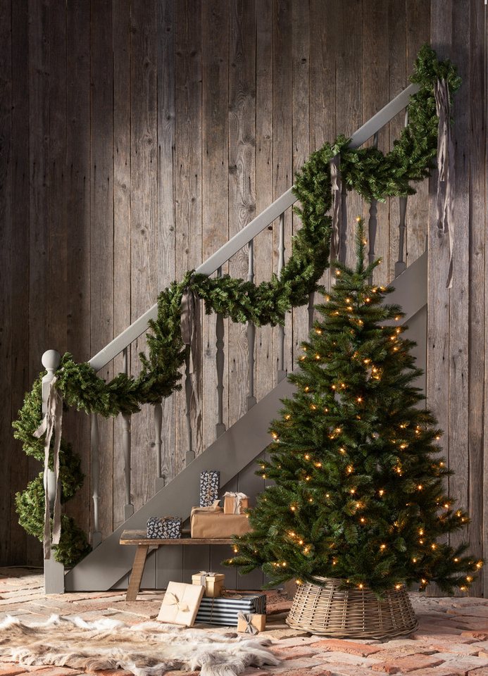 Dehner Christbaumständer Abdeckung für Christbaumständer, Ø 60 x Höhe 26 cm, Rattan, praktische Hülle für Weihnachtsbaumständer – Bild 4 von 4