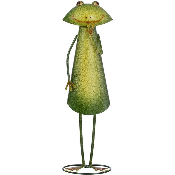 Dehner Gartenfigur Frosch, stehend, 66 x 20 x 14 cm, Metall, handbemalte, frostbeständige Gartenfigur, auch für Indoor geeignet