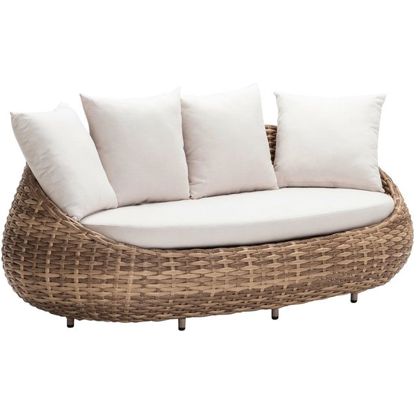 Dehner Gartenlounge-Set Lounge-Sofa Tulum, 3-Sitzer Sofa inkl. Polster, 208 x 97 x 76 cm, modernes, hochwertiges Outdoor-Sofa mit wasserabweisendem Bezug