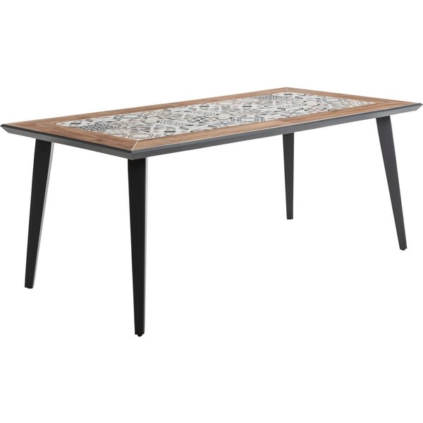 Dehner Gartentisch Lissabon, 6 Sitzplätze, 178.5 x 74 x 88.5 cm, Aluminium / Keramik, mit mediterranem Mosaik auf der Tischplatte
