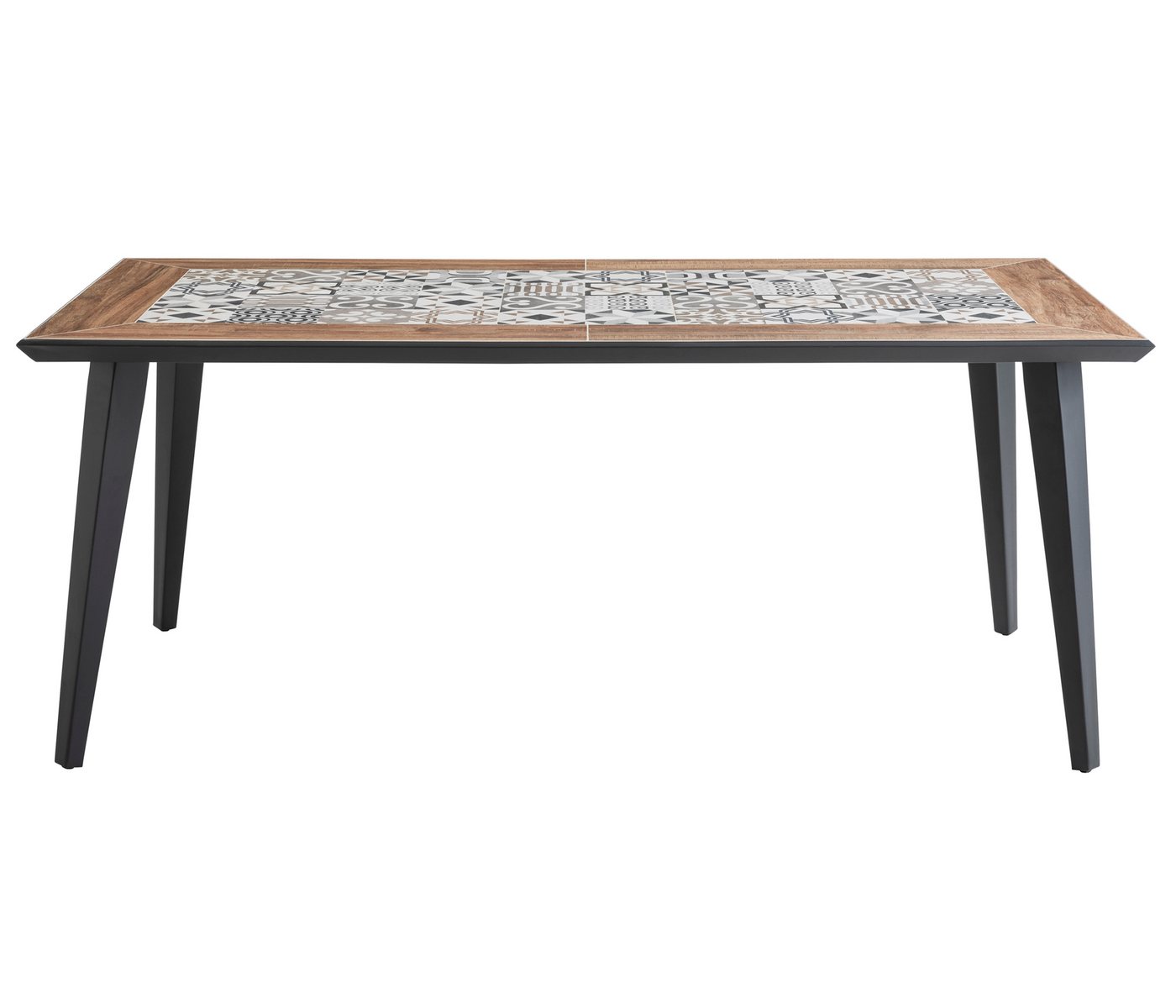 Dehner Gartentisch Lissabon, 6 Sitzplätze, 178.5 x 74 x 88.5 cm, Aluminium / Keramik, mit mediterranem Mosaik auf der Tischplatte – Bild 2 von 5